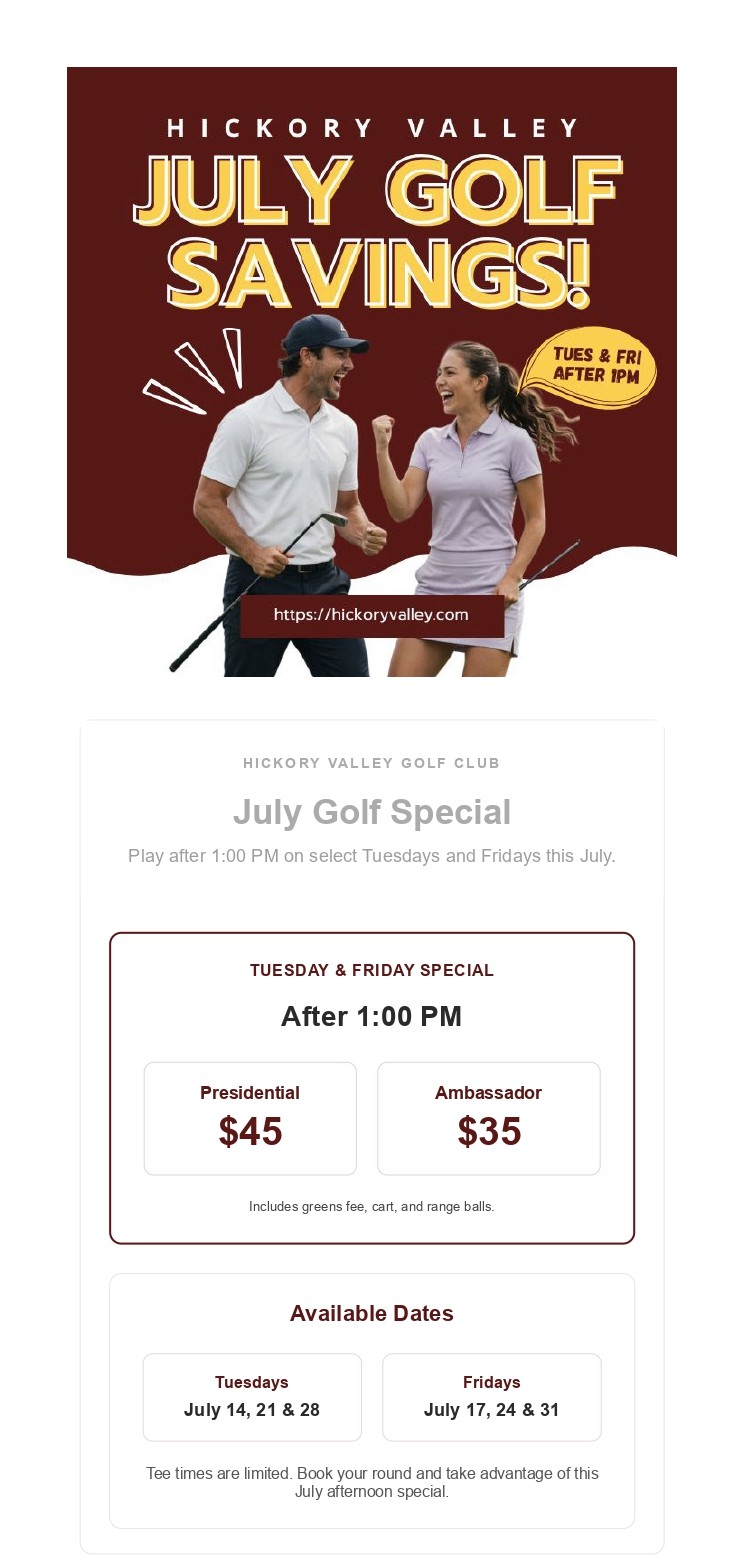 SAVE BIG AFTER 1PM ON TUESDAYS AND FRIDAYS IN JULY 2026 SAVE BIG AFTER 1PM ON TUESDAYS AND FRIDAYS IN JULY 2026